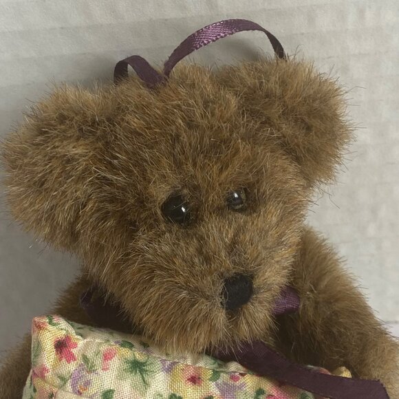 Vtg Boyds Collection "Chance Made Us Sisters" Plush Teddy Bear 4”  Floral Pillow - Picture 3 of 6